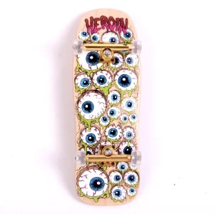 Custom Pro X Heroin Skateboards Eyes Natural Fingerboard Complete
