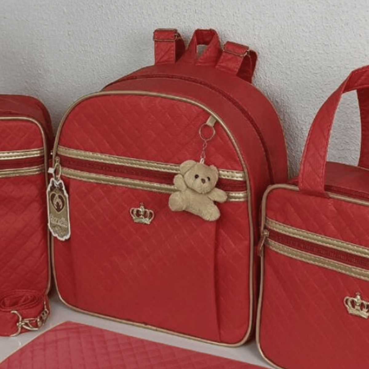 Bolsa Maternidade Feminino e Masculino Kit 2 Bolsas + Mochila + Trocador Rubi Vinho - Image 3