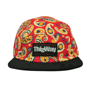BONÉ FIVE PANEL ESTAMPA VERMELHO LARANJA
