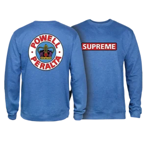 Powell Peralta Supreme Midweight Crewneck Sweatshirt - Royal Heather