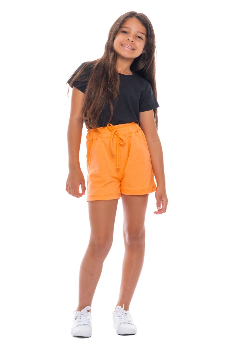 Shorts Infantil Feminino Laranja Neon - Image 6