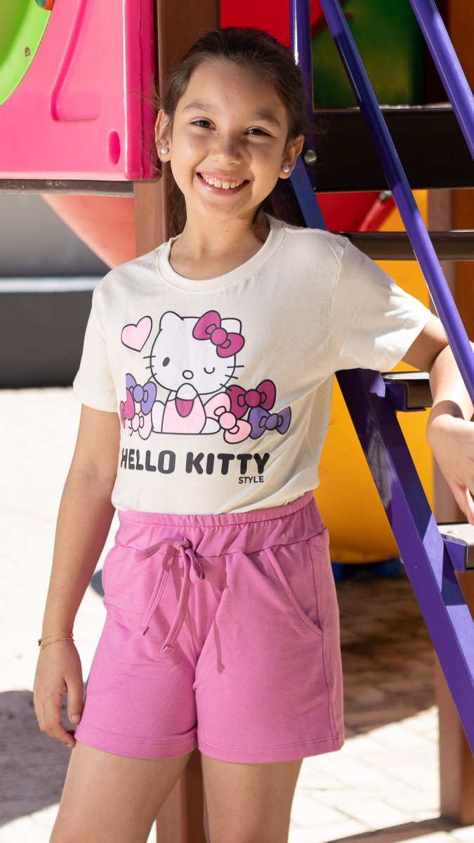 Camiseta Infantil Feminina Estampa da Hello Kitty Off White - Image 2
