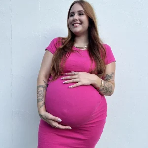 Vestido Básico Gestante Amamentação Manga Curta Rosa Pink