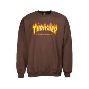 Sweat Crew Thrasher Flame Logo Brown