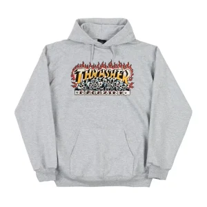 Sweatshirt Hoodie Thrasher Krak Skulls Heather Grey